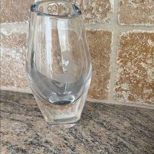 Clear Glass Vase with Etched Design
